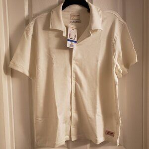 Scotch & Soda Men's White Large Textured Jersey Short Sleeve Buttoned Shirt NWT
